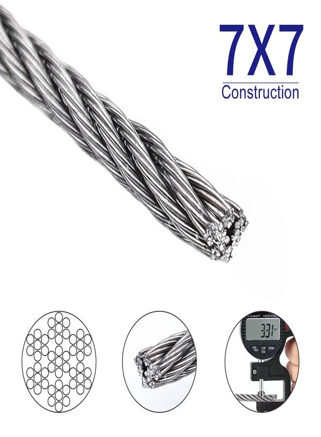 RECTOO SR04 Stainless Steel Wire Rope Aircraft Cable Railing Decking 1/8 7x7 100Feet - Image 2